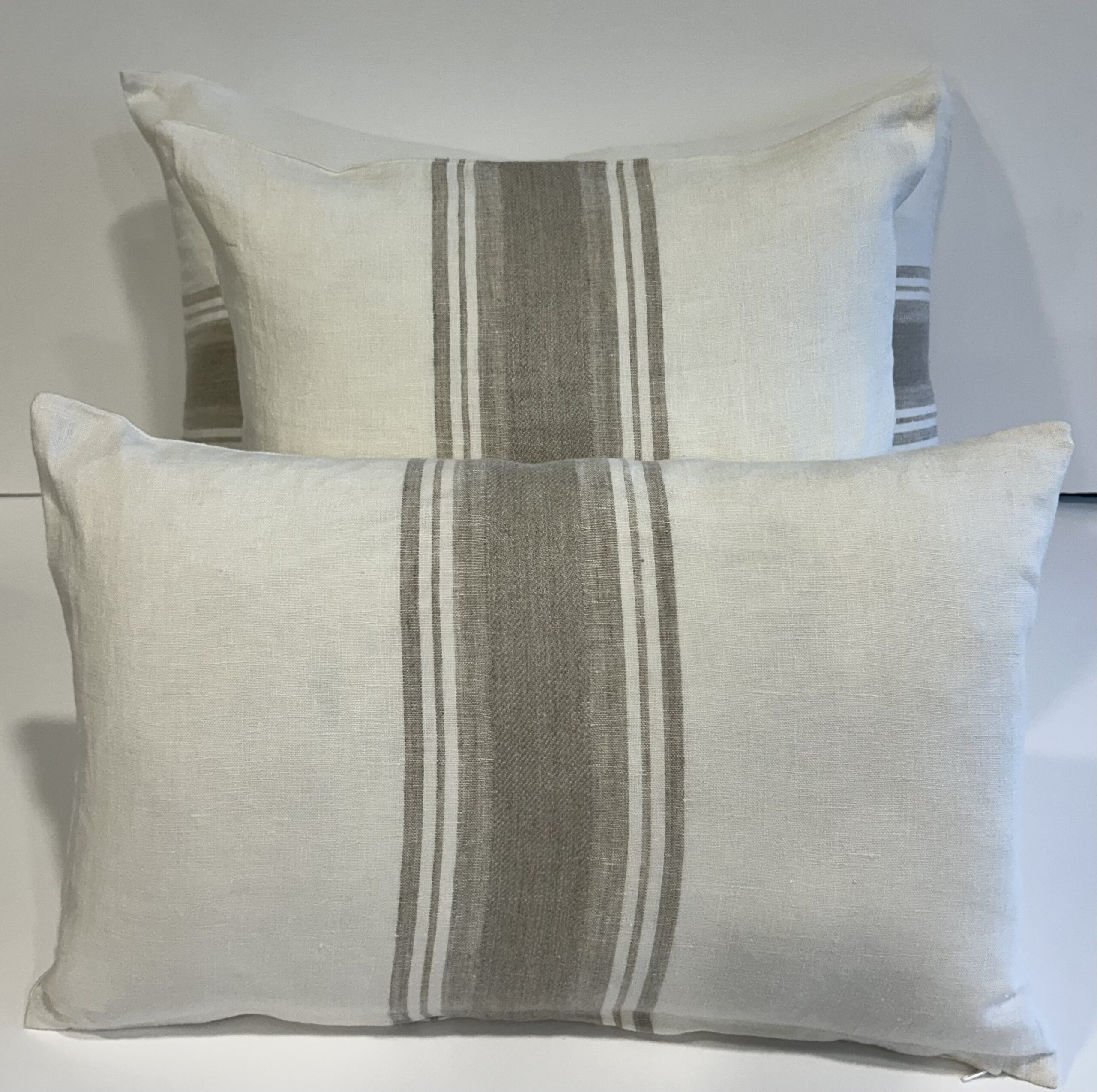 Cojín Lino Brera White Raya Natural