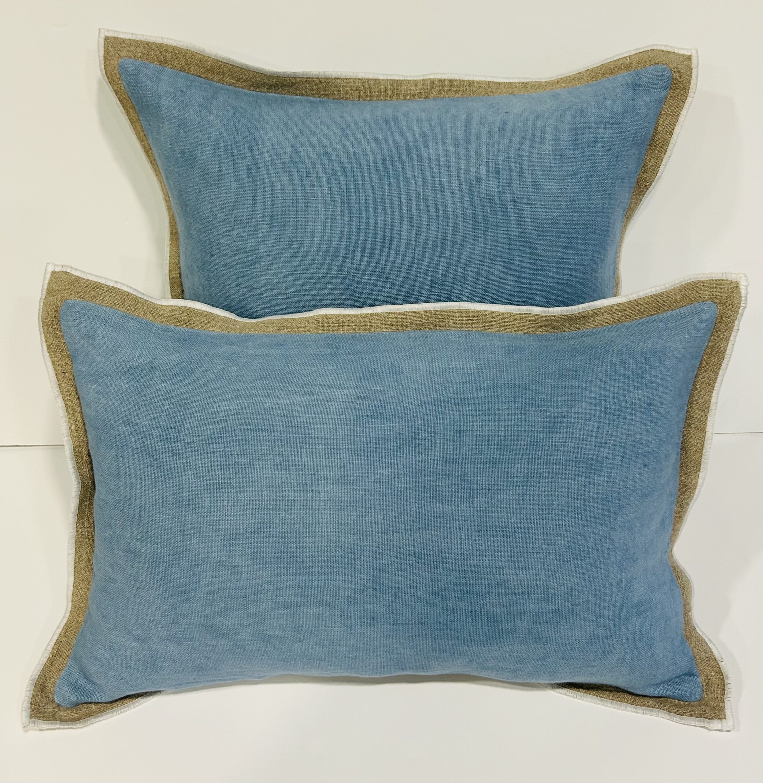 Cojín Lino Flange Color Indigo & Natural & White