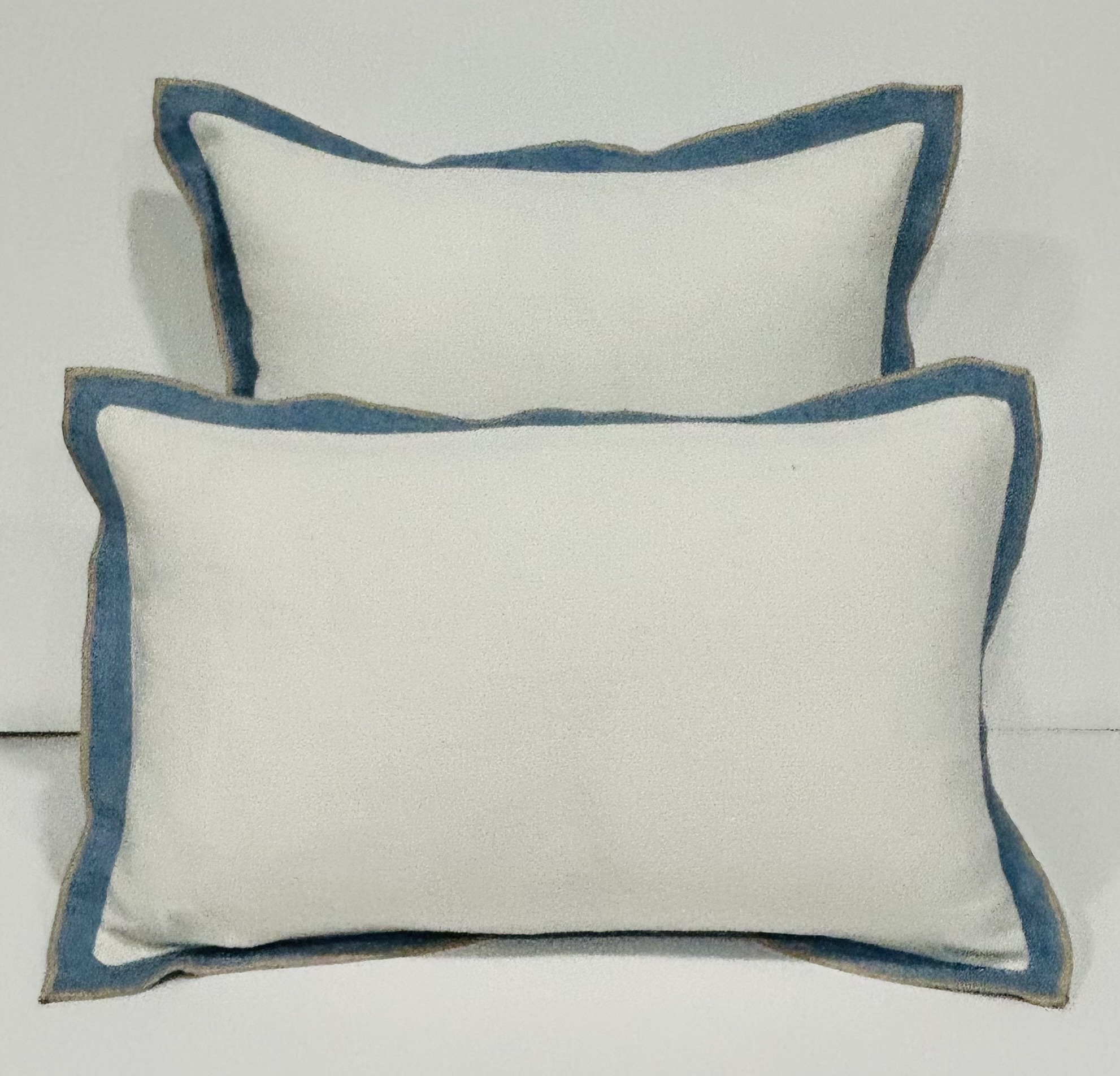 Cojín Lino Flange Color White & Indigo & Natural