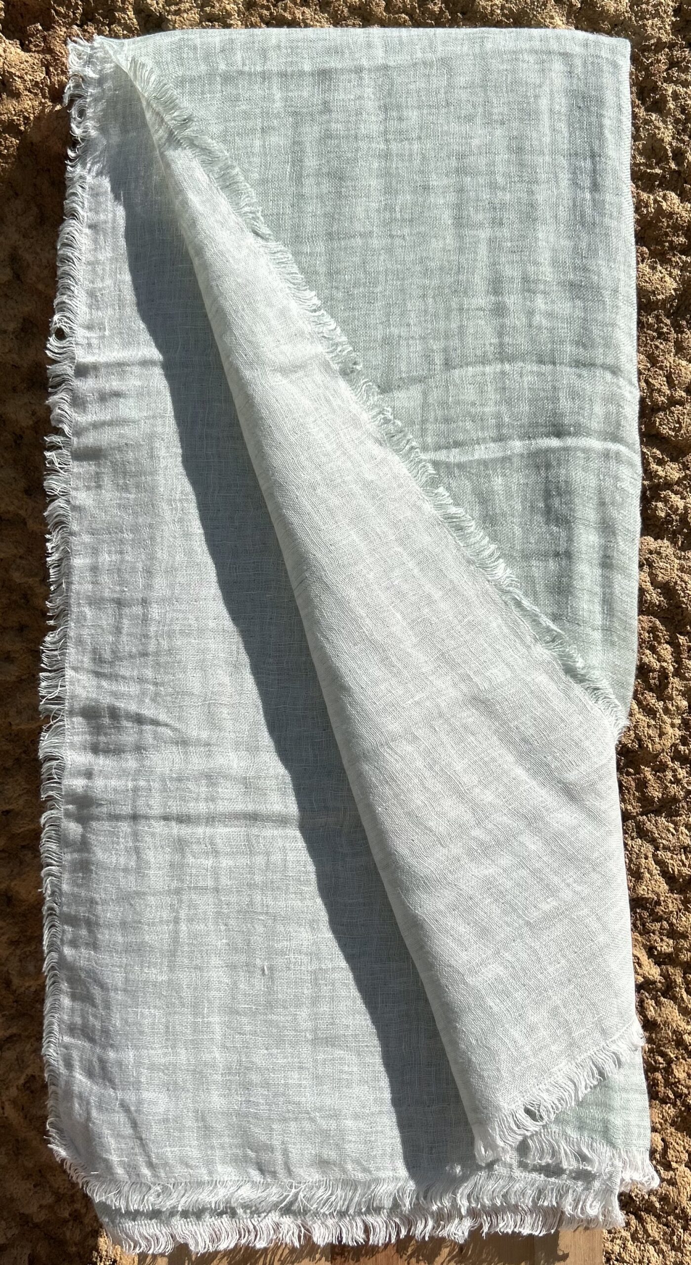 Plaid Lino Formentera Sage & White.