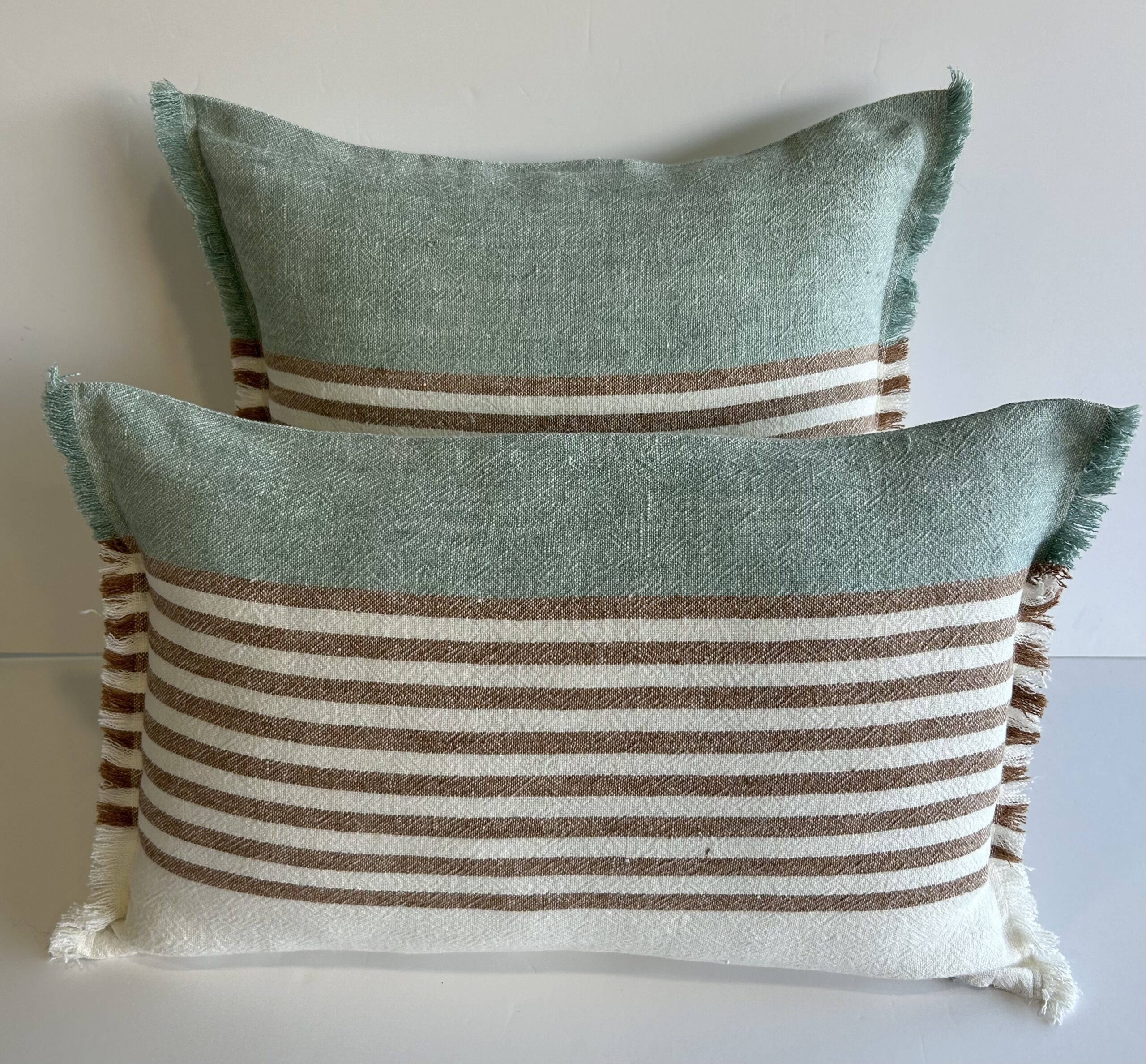 Cojín Lino Mulhacén White & Tan & Sage