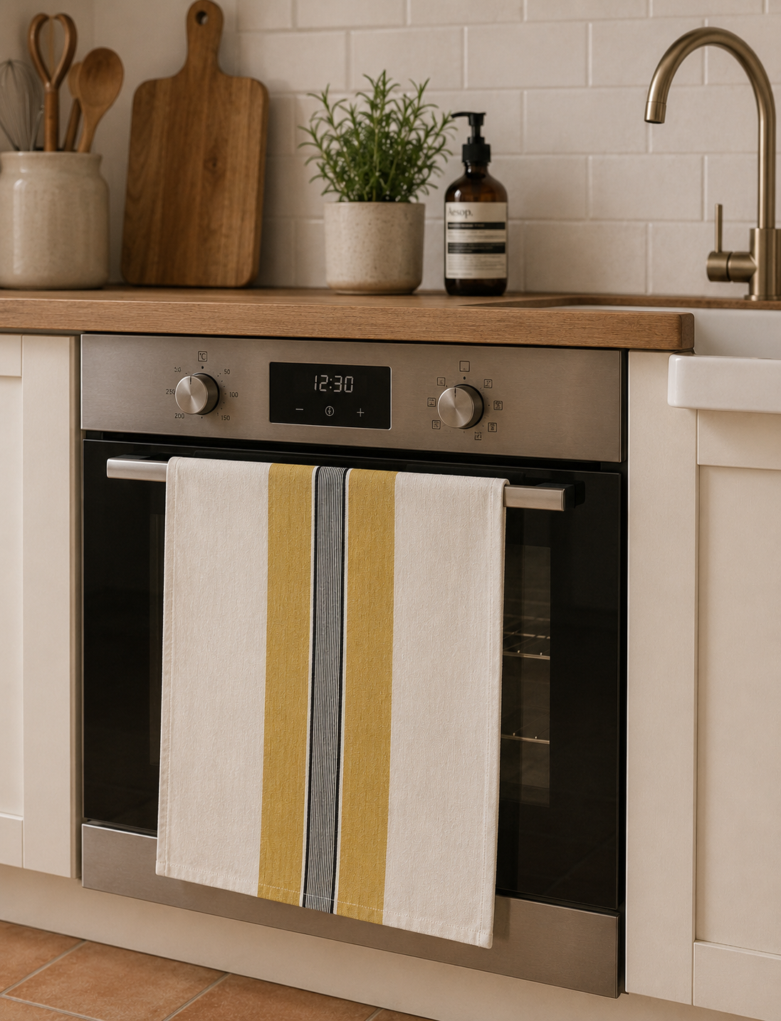 Paño de Cocina White & Mustard (Pack3 unid)