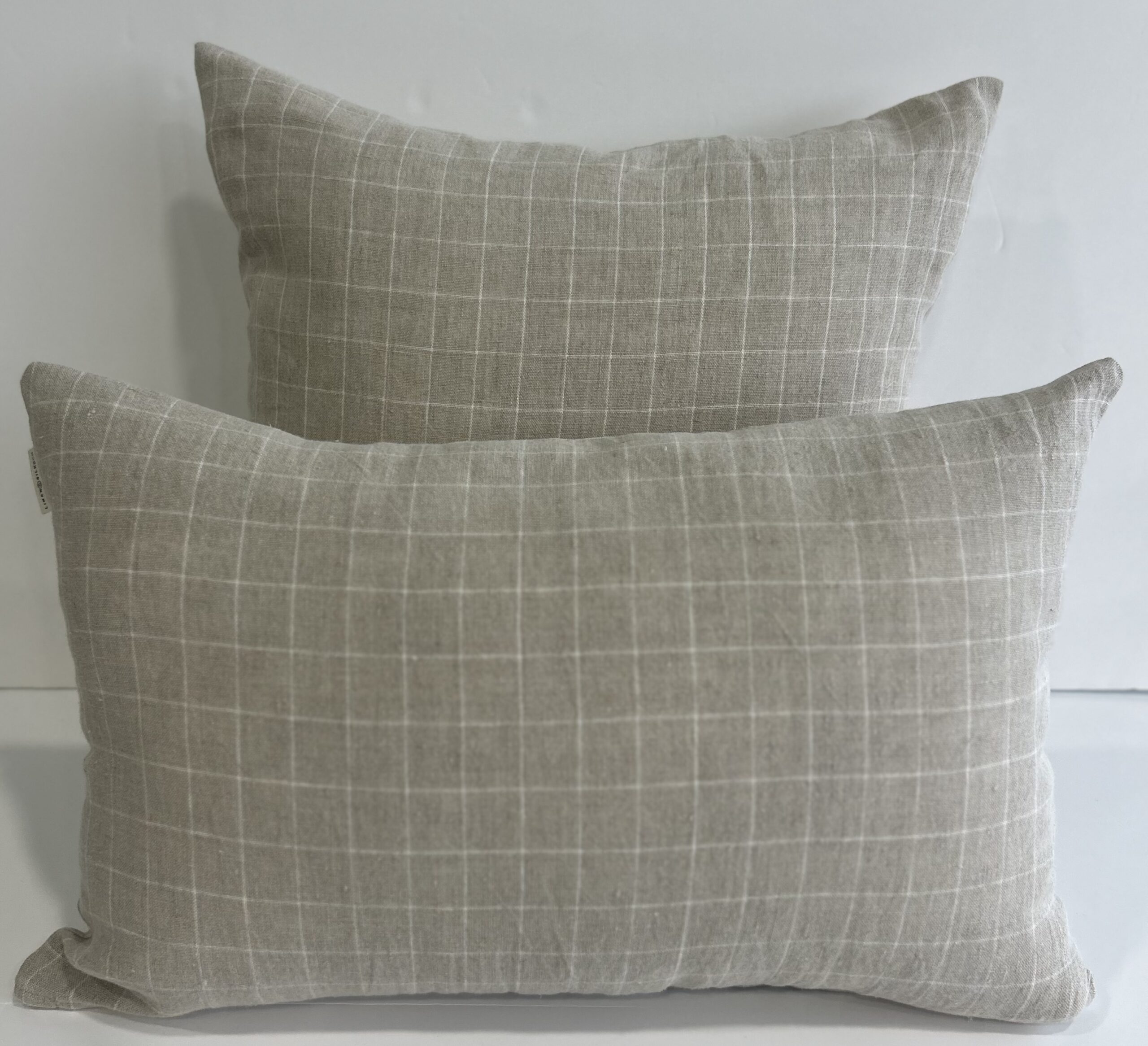 Cojín Lino Tartán Natural cuadro White