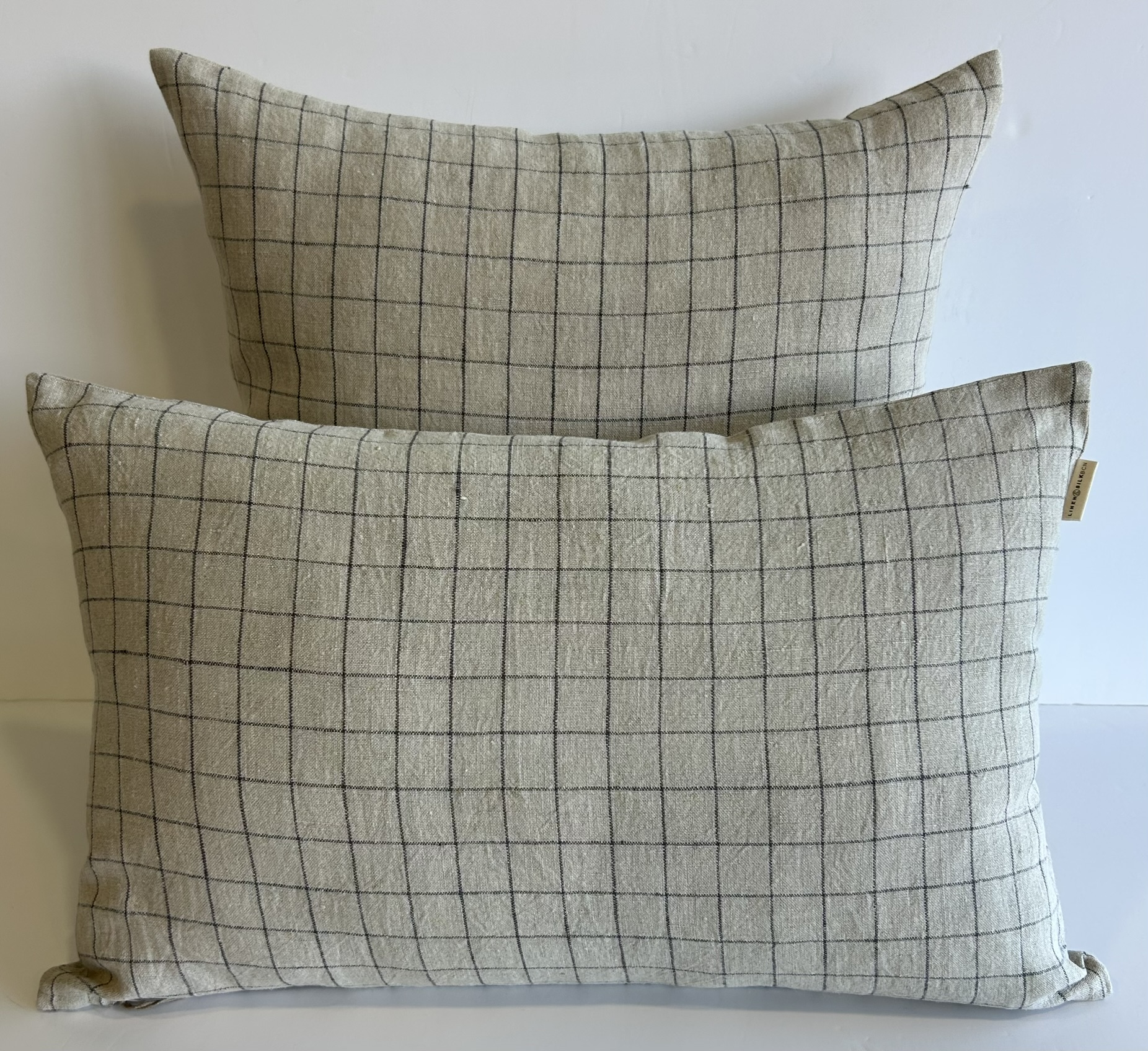 Cojín Lino Tartan Natural cuadro Dark Grey