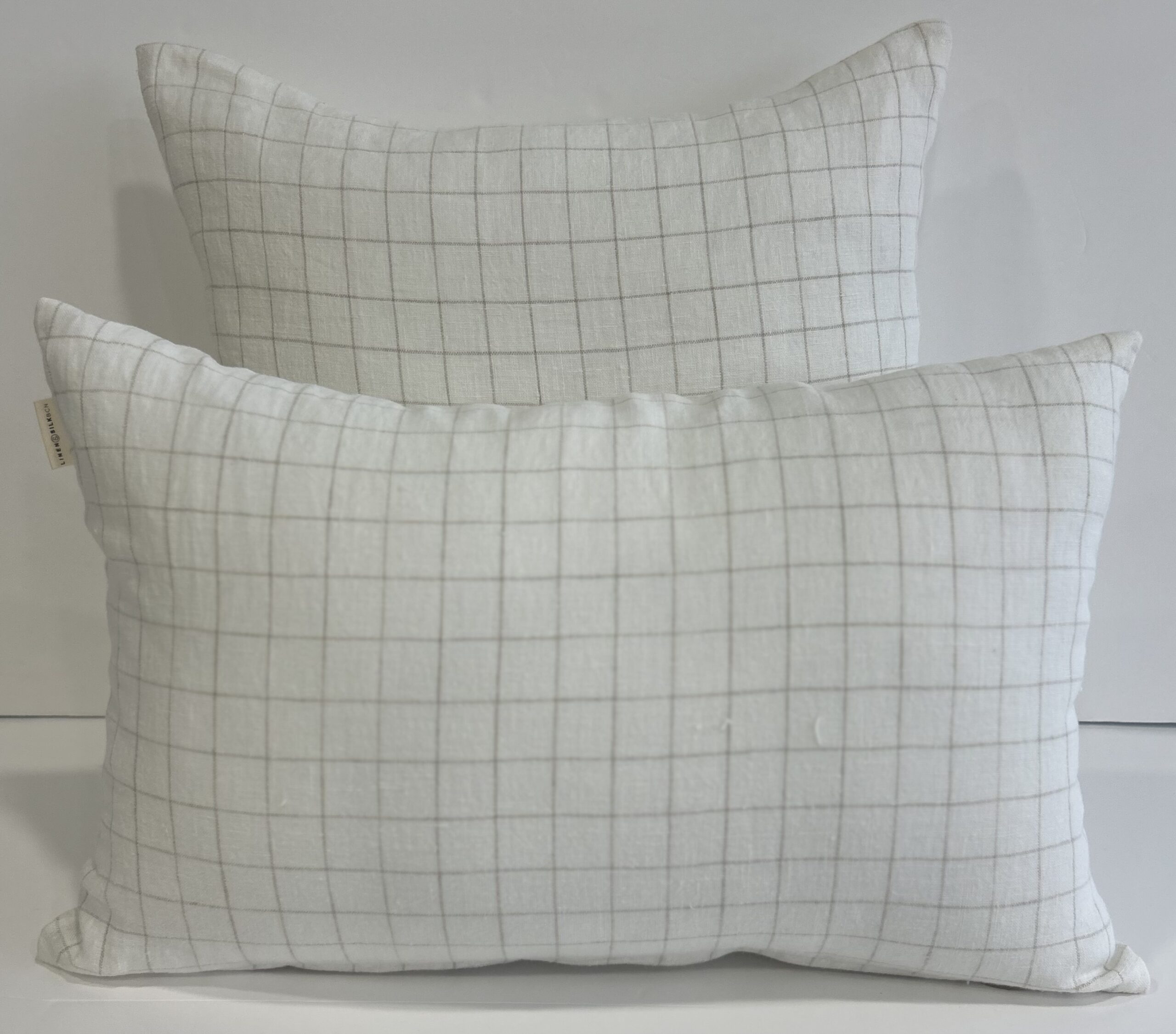 Cojín Lino Tartán White cuadro Natural