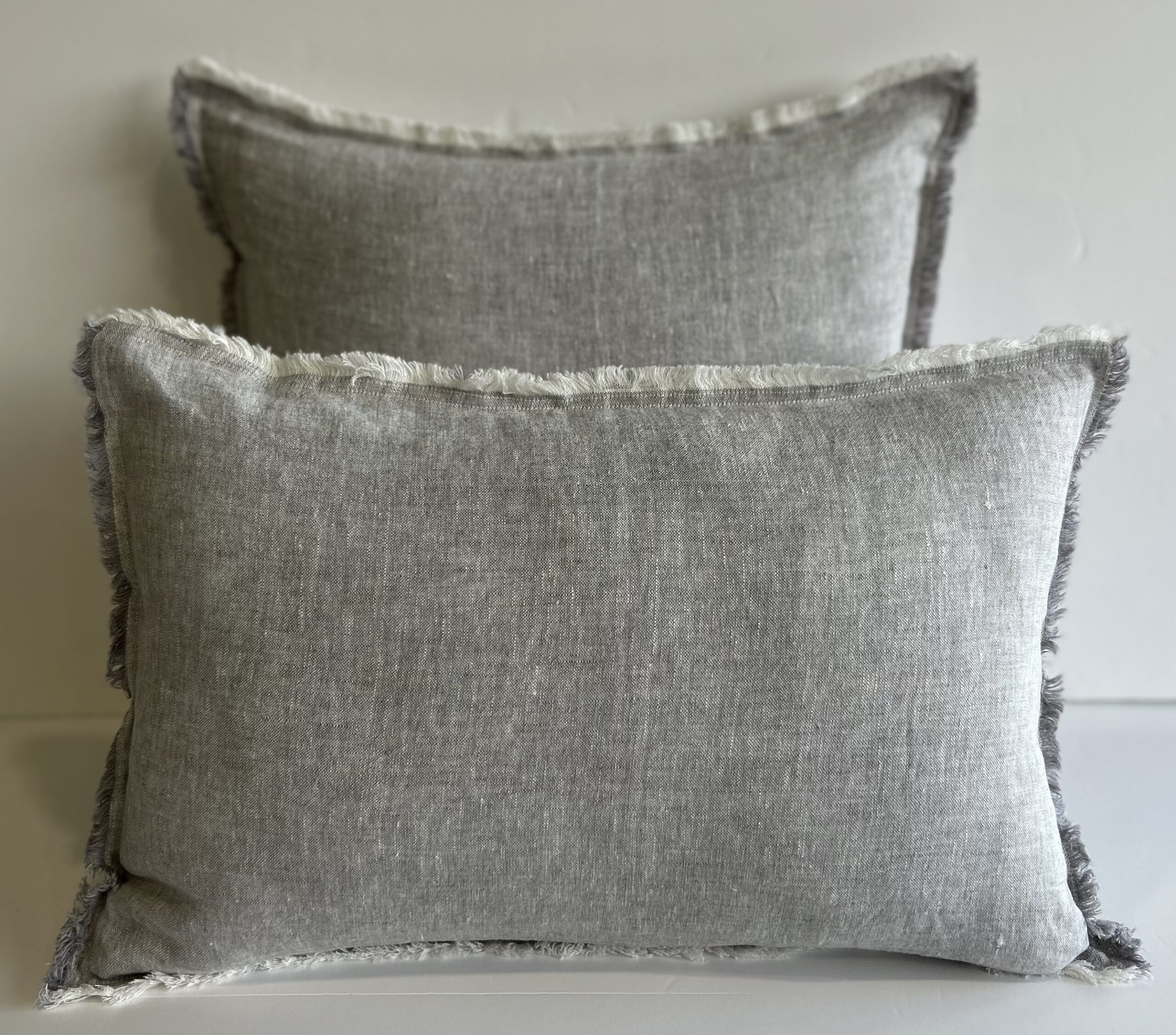 Cojín Lino Traurbi Gris Claro & Blanco