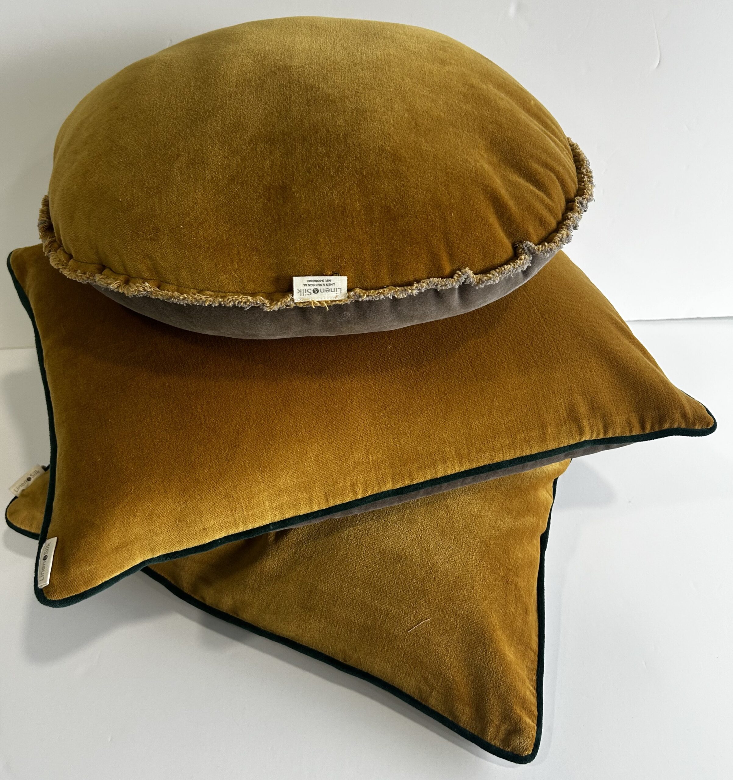 Cojín Bicolor Terciopelo Taupe & Mustard